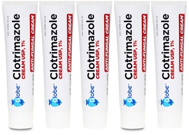 5 pack Globe Clotrimazole 1 Cream 1 oz Relieves the itching burning cracking and scaling associated Athletes Foot Jock Itch Ringworm and more