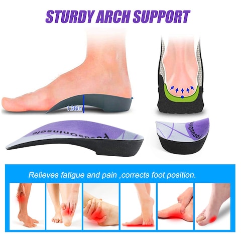Buy RooRuns34 Length Arch Support Insoles for Men and Women Large Size Planter Fasciitis High Arch Support for Work Boots EVA Orthotic Shoe Inserts for Flat Feet OverPronation Relief Foot Heel Spur