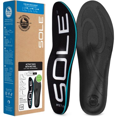 SOLE Active Thick Plantar Fasciitis Insoles Men  Women  Arch Support Inserts for Foot Health and Heel Pain Relief Orthotic Inserts  Multiple Sizes
