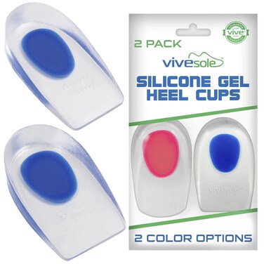 ViveSole Gel Heel Cups for Pain Plantar Fasciitis Pair  Silicone Insert Pads for Relief Heel Spurs Shoes Achilles Treatment  Foot Comfort Support Protectors for Women Men