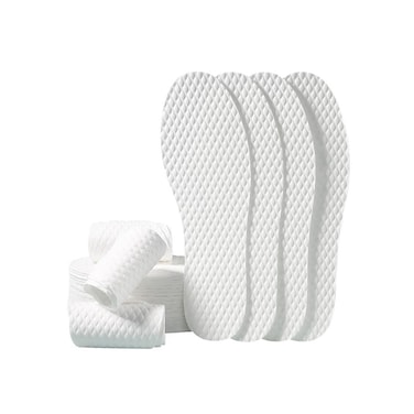 10 Pairs Disposable Breathable Thin Insoles Sweat Absorbing Shoe Pads Barefoot Insoles Disposable Wood Pulp Insole Feet Solution Odor Eliminator Insole for Hiking Running Women Size24cm