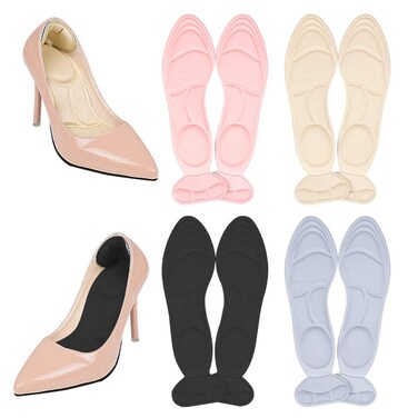 4 Pairs Insoles Breathable Sponge Inserts Heel Cushions with Heel Grip High Heel Shoe Pads for Women Loose Shoes Foot Pain Metatarsal Pain Arch Pain Heel Sore  Heel Spurs Women Size 59 Round