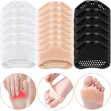 PAGOW 10 Pairs Metatarsal Foot Pads for Women and Men Soft Silicone Forefoot Pad Pain Relief Honeycomb Ball of Foot Cushion for Sports Shoes High Heels Boots Canvas Shoes