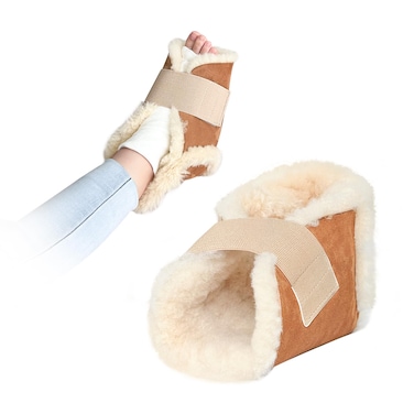 Heel Protectors for Pressure Sores Sheepskin Heel Cushions Booties Feet Pillow for Bed Sores Diabetic Foot Ulcers Lambs Wool Padding Ankle Cushion Supports for Heel Pain Surgery Recovery