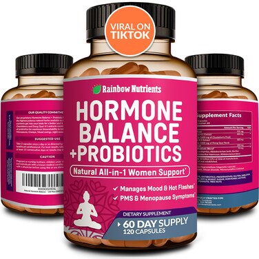 Hormone Balance Probiotics for Women 3450mg Natural Menopause Relief Weight Management Bloating Hot Flashes PMS Organic Maca Chasteberry Dong Quai Black Cohosh Non GMO 120 V Capsules