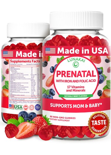Prenatal Vitamins with Iron  Folic Acid  Proprietary Formula Pregnancy Multivitamin Gummies for Women 60 Count
