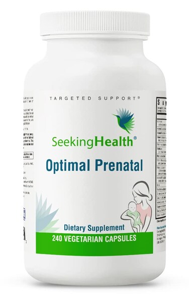 Seeking Health Optimal Prenatal Womens Vitamin with B12 Methylfolate Choline Methylation Support Nutrients to Support Fertility Pregnancy  Breastfeeding 240 Vegetarian Capsules