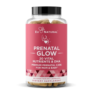Glow Prenatal Vitamins for Women  20in1 Vital Nutrients for Healthy Pregnancy and Fetal Development  Folic Acid  Vegan DHA For Babys Growth  A Comfortable Pregnancy  60 Nourishing Capsules