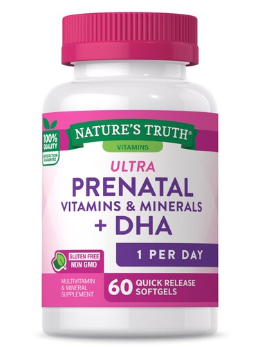 Natures Truth Prenatal Vitamins for Women  with DHA and Folic Acid  60 Softgels  NonGMO  Gluten Free Supplement