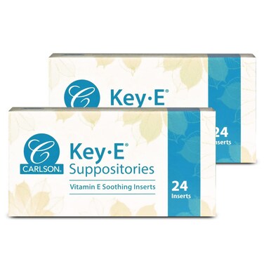 Carlson Labs KeyE Suppositories Vitamin E Soothing Inserts 2 Packages of 24 Inserts 48Count