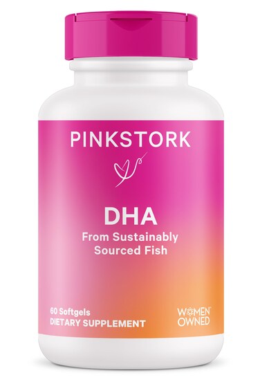 Pink StorkPrenatal DHA  540 mg Omega 3 Fish Oil Supplements with DHA and EPA Pregnancy and Postpartum Essentials for Cognitive Health  Fetal Development  60 Softgels  Packaging May Vary
