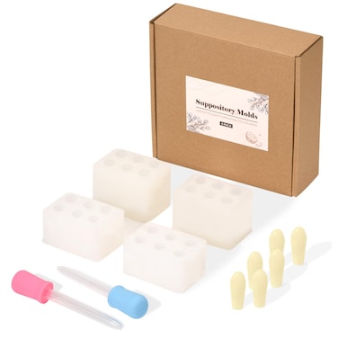 Fukumi Reusable Suppository Molds Kit2ML Silicone Suppository Molds Kit Includes 4 Suppository Mold Trays 10 Liquid Droppers