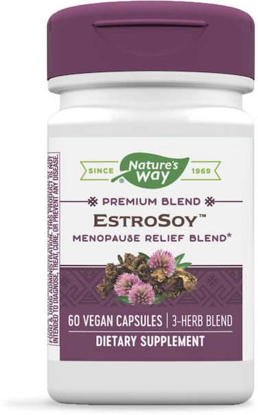 Natures Way EstroSoy Menopause Relief Blend Helps Relieve Menopausal Symptoms Black Cohosh Red Clover and Fermented Soy 60 Vegan Capsules