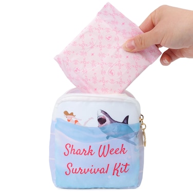 Primo Lines Shark Week Period Bag  Waterproof Period Pouch  Sanitary Napkin Storage Bag for Teen Girls Compact Tampon Holder for Purse Pad Pouch Ideal Shark Gifts for Women  School Use