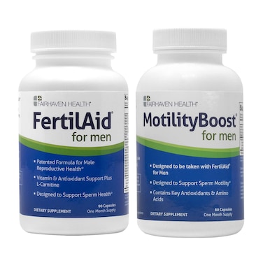 FertilAid for Men and MotilityBoost Combo Prenatal Vitamins and Male Fertility Supplement to Support Count and Motility with LCarnitine CoQ10 Zinc and More 150 Capsules 1 Month Supply