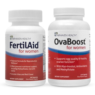 FertilAid for Women  Ovaboost Combo Female Fertility Supplement  Natural Fertility Vitamin with MyoInositol Vitex  Vitamins to Support Ovulation Cycle Regularity  Egg Quality 1 Month Supply