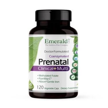 EMERALD LABS Prenatal Clinical Multi  Prenatal Multivitamin with Methylfolate Albion Chelated Gentle Iron WholeFood Ingredients  More  Soy  GlutenFree  120 Vegetable Capsules 30Day Supply