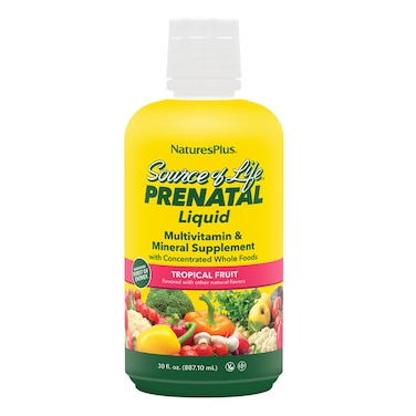 Natures PlusSource of Life Prenatal Liquid Tropical Fruit  30 fl oz  Multivitamin  Mineral Supplement  Nutritional Support During Pregnancy  Gluten Free Vegetarian  30 Servings