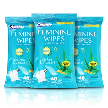 Feminine Wipes to Go Gently Formulated with Aloe  Vitamin E 5 pack of 40 at 200 total