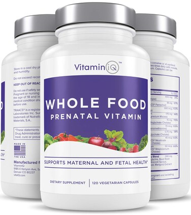 Whole Food Prenatal Vitamins 120 Capsules Natural Support for Maternal and Fetal Health Prenatal Multivitamin for Women with Choline B Vitamins and More Vegan No Soy Gluten or Dairy