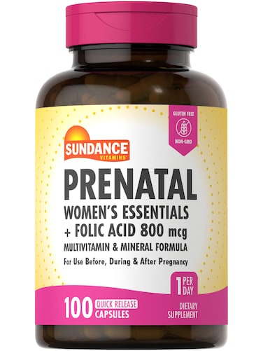 Prenatal Multivitamin and Mineral Formula  100 Quick Release Capsules  with Folic Acid 800 mcg  NonGMO Gluten Free Supplement for Women  by Sundance