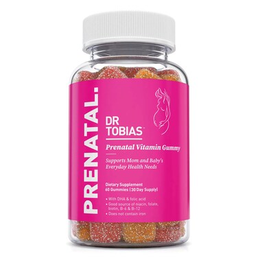Dr TobiasPrenatal Vitamin Gummy  Iron Free Prenatal Vitamins with DHA and Folic Acid  Good Source of Niacin Biotin B6  B12  Supports Overall Health  60 Gummies 30 Servings 2 Daily