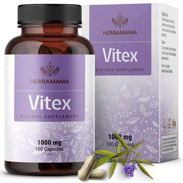 HERBAMAMAVitex Chasteberry Supplement for Women  1000 mg Vitex AgnusCastus Capsules for Womens Health Support  Vegan NonGMO  100 Caps