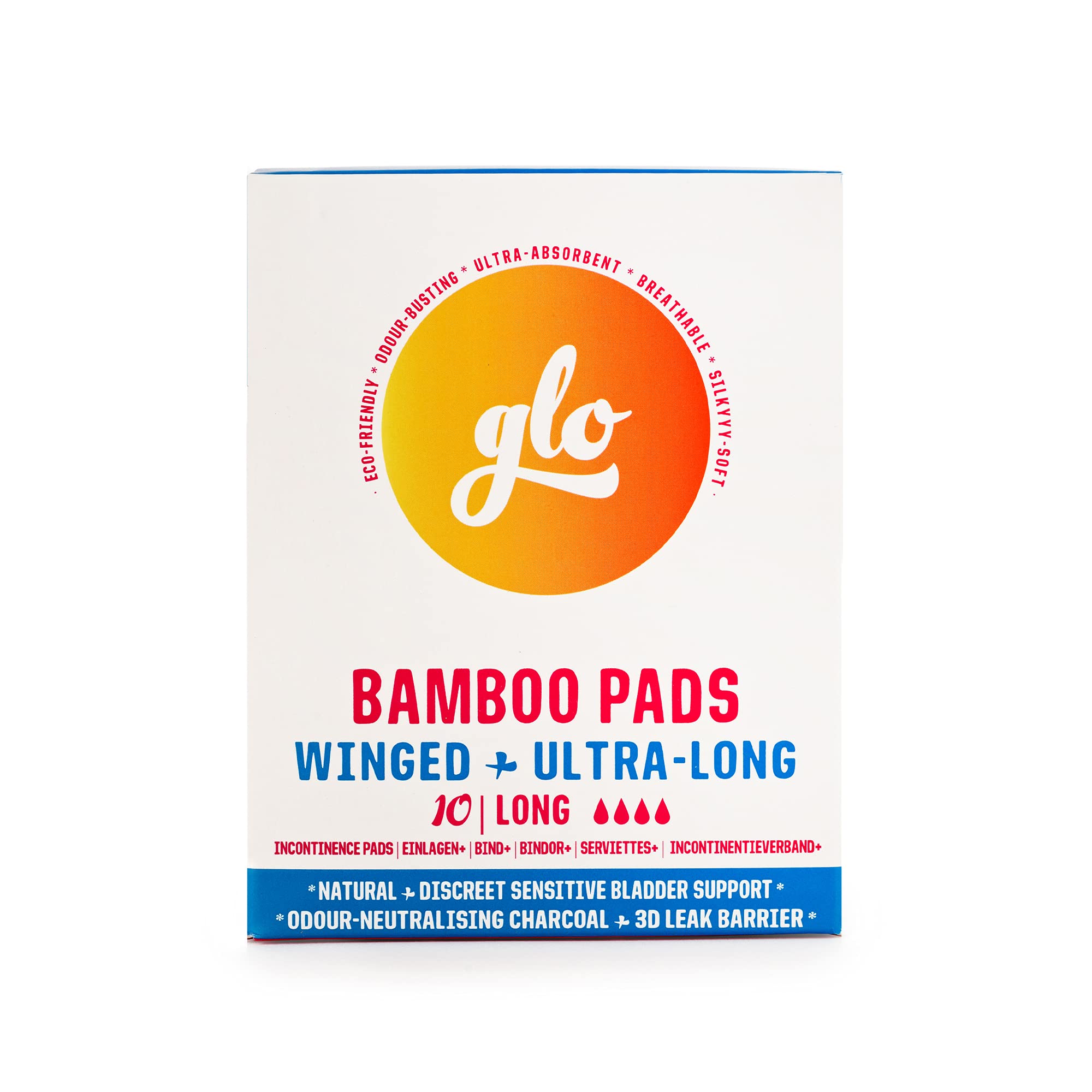 Buy glo Organic Bamboo Incontinence Ultra Long Pads with Wings 10 Count ...