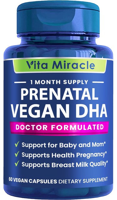 Prenatal DHA Supplements  Vegan 800mg DHA DPA Plant Based Omega 3  Best for Optimal Mom and Baby Health  Supports Baby Brain and Eye Development Prenatal for Women No Fish Oil