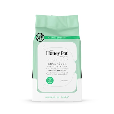 The Honey Pot Company  AntiItch Soothing Wipes  At Home or On the Go Medicated Feminine Wipes Temporary Relief of Itching and Discomfort Maximum Strength  30 ct