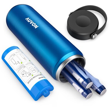 AUVON Portable Insulin Pen Cooler Travel Case for 23 Insulin Pens TSA Approved Medicine Travel Cooler with Portable Handle Design for Easy to Carry Diabetic Insulin Cooler with Gel Ice Pack