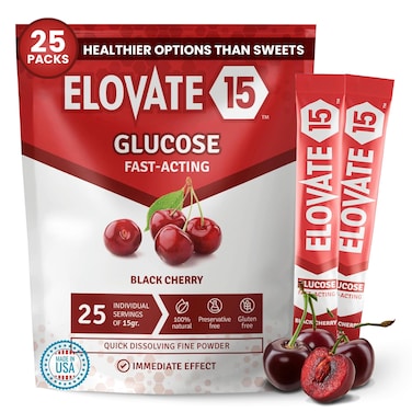 Slimpaks Glucose Powder  Fast Acting Glucose Powder Packets  Alternative to Gels  Tablets FSAHSA Eligible  Natural Flavor Dextrose Powder Stick Black Cherry Pack of 25