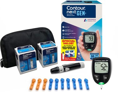 Ascensia CONTOUR NEXT GEN Blood Glucose Monitoring System  AllinOne Kit for Diabetes with Glucose Monitor and 20 Test Strips For Blood Sugar  Glucose Testing