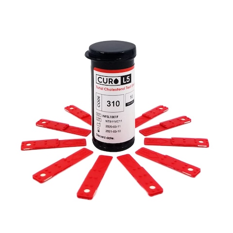 CURO L5 Blood Cholesterol Test Strips Includes Total Cholesterol Test Strips 10 ea Device NOT Included