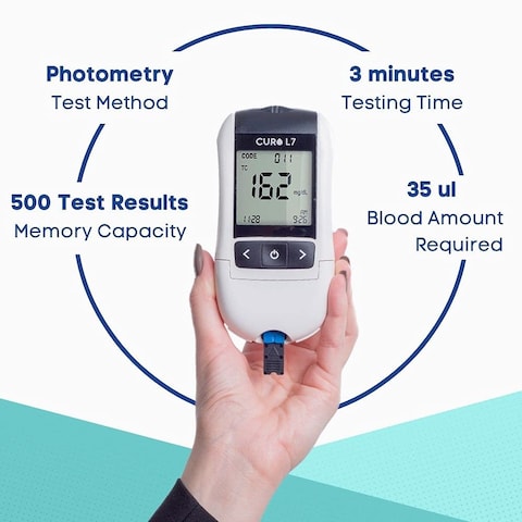 CUROL7 Professional Grade Blood Cholesterol Testing with Home KIT  AllinOne Test Device Test Strips 5ea Lancets and EziTube Rod Included