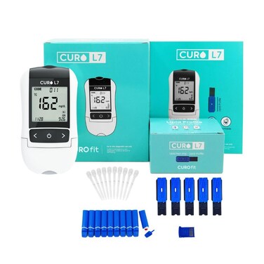 CUROL7 Professional Grade Blood Cholesterol Testing with Home KIT  AllinOne Test Device Test Strips 5ea Lancets and EziTube Rod Included