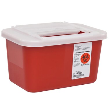 DMI MultiPurpose Sharps Container with Sliding Lid Biohazard Needle and Syringle Disposal Container 1 Gallon