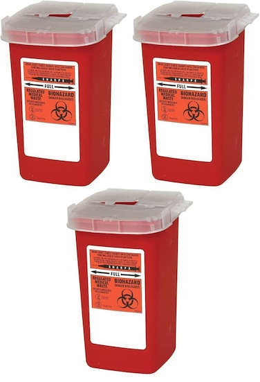 GlobalSharps Container Biohazard Needle Disposal Container  1 Quart Pack of 3