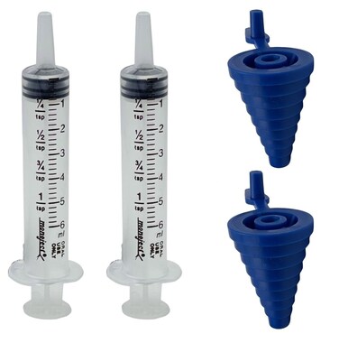 6 ml Clear Oral Syringe 1 tsp Calibrated in ml with Blue Bottle Adapter Pack of 2