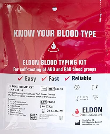 Original Home Blood Typing Kit  New Package  Improved Lancet 8 Kits