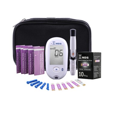 Blood Ketone  Glucose Monitoring System  Track Your Ketones  Ketogenic Diet Progress  Ketosis Test Kit with Lancing Device 10 Keto Strips  50 Lancets