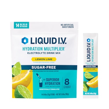 Liquid IVHydration Multiplier SugarFree  Lemon Lime  Hydration Powder Packets  Electrolyte Powder Drink Mix  Convenient SingleServing Sticks  NonGMO  14 Servings Pack of 1