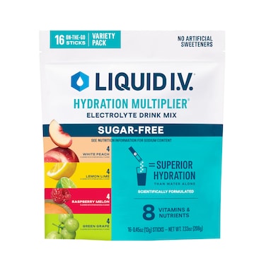 Liquid IV Hydration Multiplier Sugar  Free  Raspberry Melon Lemon Lime White Peach Green Grape  Hydration Powder Packets Electrolyte Powder Drink Mix  16 Servings Pack of 1
