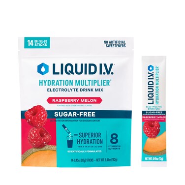 Liquid IV Hydration Multiplier SugarFree  Raspberry Melon  Hydration Powder Packets  Electrolyte Powder Drink Mix  Convenient SingleServing Sticks  NonGMO  14 Servings Pack of 1