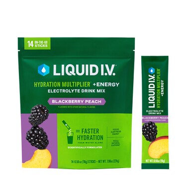 Liquid IVHydration Multiplier  Energy  BlackBerry Peach  Electrolyte Powder Drink Mix  14 Servings Pack of 1
