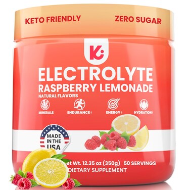 Keppi Keto Electrolytes Powder No Sugar  Sugar Free Electrolytes  Keto Hydration Electrolytes  Made in USA  Delicious Raspberry Lemonade Flavor  Mixes Easily No Clumps