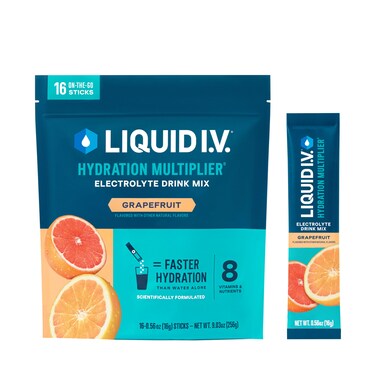 Liquid IV Hydration Multiplier  Grapefruit  Hydration Powder Packets  Electrolyte Powder Drink Mix  Convenient SingleServing Sticks  NonGMO  16 Servings Pack of 1