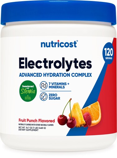 Nutricost Electrolyte Complex Powder 120 Servings Fruit Punch  Hydration Supplement Drink Mix with Vitamins and Minerals