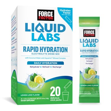 Force FactorLiquid Labs Electrolytes Powder PacketsLemon LimeHydration Packets to Make Electrolyte Water with 5 Essential Electrolytes Vitamins Minerals and Antioxidants 20 Stick Packs