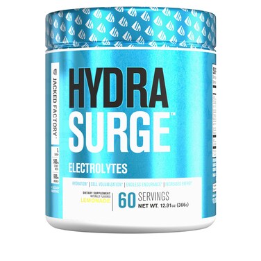HYDRASURGE Electrolyte Powder  Hydration Supplement with Key Minerals Himalayan Sea Salt Coconut Water More  Keto Friendly Sugar Free  Naturally Sweetened  60 Servings Refreshing Lemonade